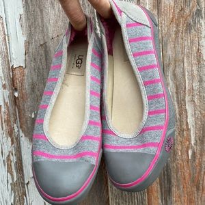 EUC Ugg Neema Shoe Striped Sneaker Flat Slightly Platform Fabric Shell Slip On